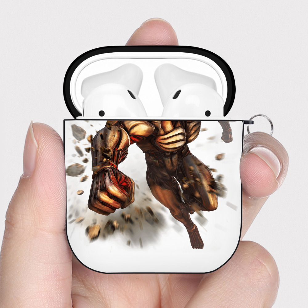 （画像用） 進撃の巨人 Attack on Titan AirPods 第2世代保護ケース ハードシェル ブラック 耐衝撃・防指紋・カラビナ付き