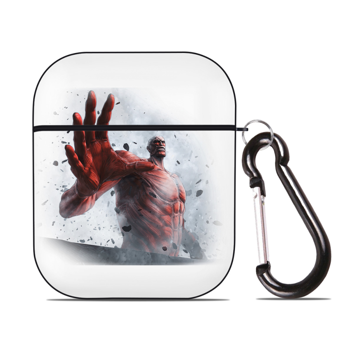 （画像用） 進撃の巨人 Attack on Titan AirPods 第2世代保護ケース ハードシェル ブラック 耐衝撃・防指紋・カラビナ付き