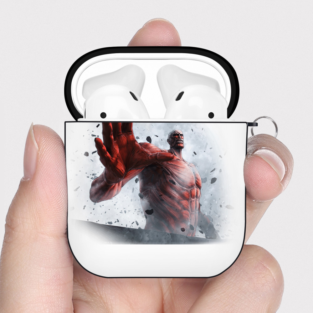 （画像用） 進撃の巨人 Attack on Titan AirPods 第2世代保護ケース ハードシェル ブラック 耐衝撃・防指紋・カラビナ付き