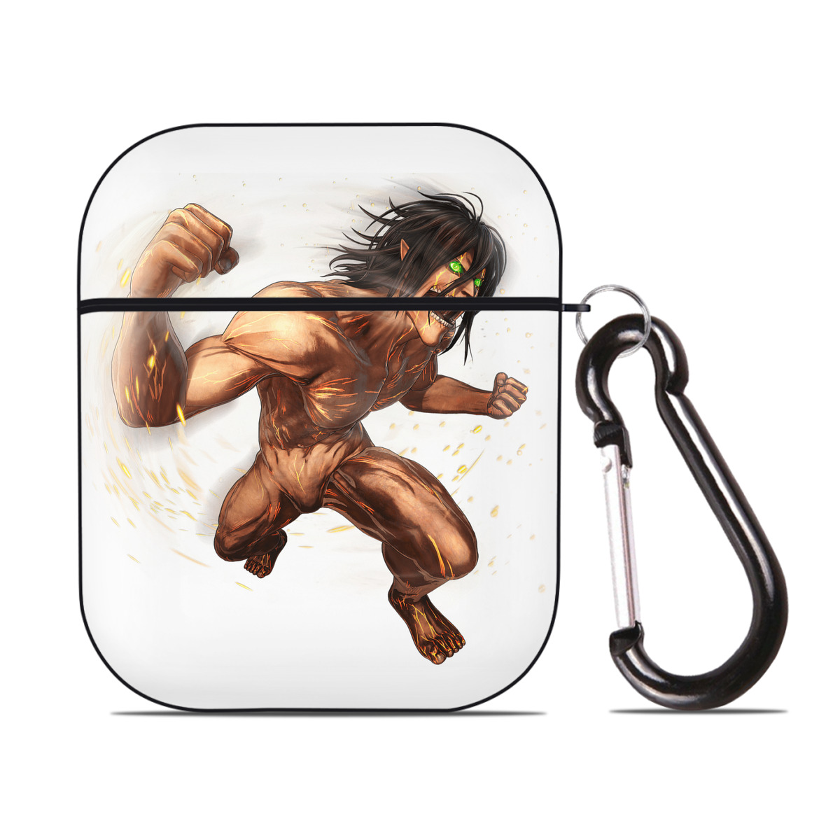 （画像用） 進撃の巨人 Attack on Titan AirPods 第2世代保護ケース ハードシェル ブラック 耐衝撃・防指紋・カラビナ付き