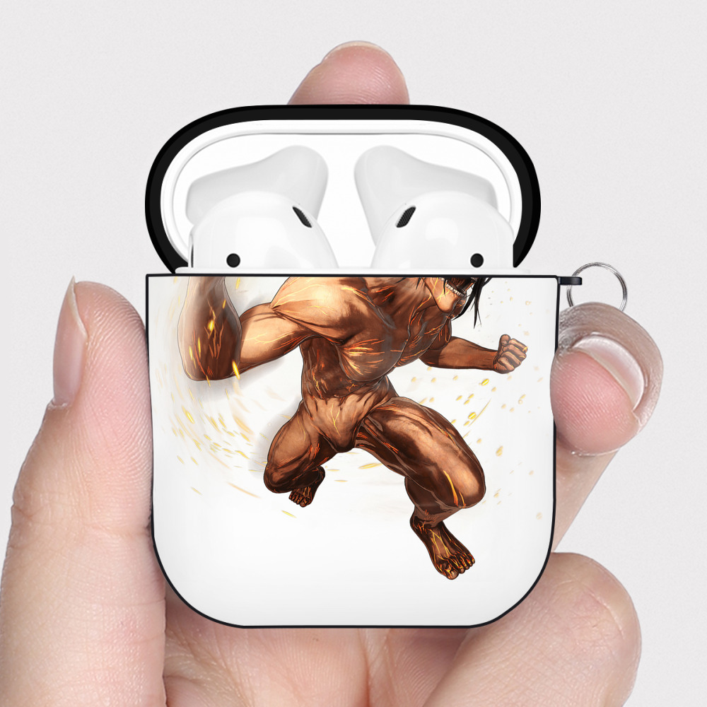 （画像用） 進撃の巨人 Attack on Titan AirPods 第2世代保護ケース ハードシェル ブラック 耐衝撃・防指紋・カラビナ付き