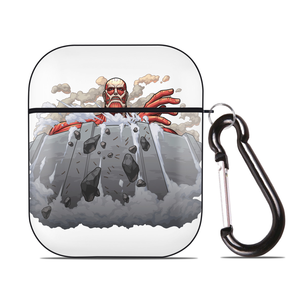 （画像用） 進撃の巨人 Attack on Titan AirPods 第2世代保護ケース ハードシェル ブラック 耐衝撃・防指紋・カラビナ付き