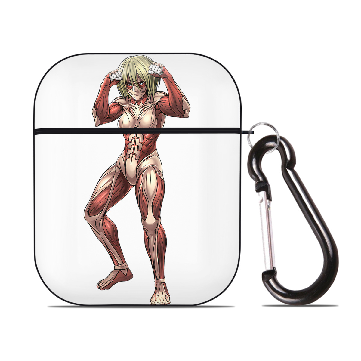 （画像用） 進撃の巨人 Attack on Titan AirPods 第2世代保護ケース ハードシェル ブラック 耐衝撃・防指紋・カラビナ付き