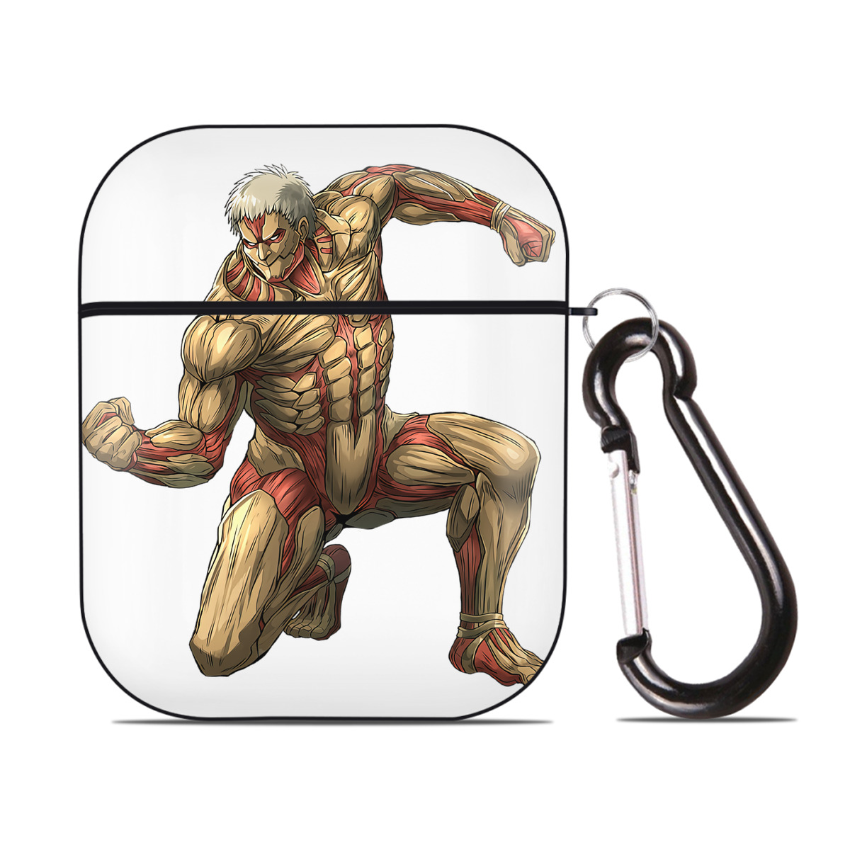 （画像用） 進撃の巨人 Attack on Titan AirPods 第2世代保護ケース ハードシェル ブラック 耐衝撃・防指紋・カラビナ付き