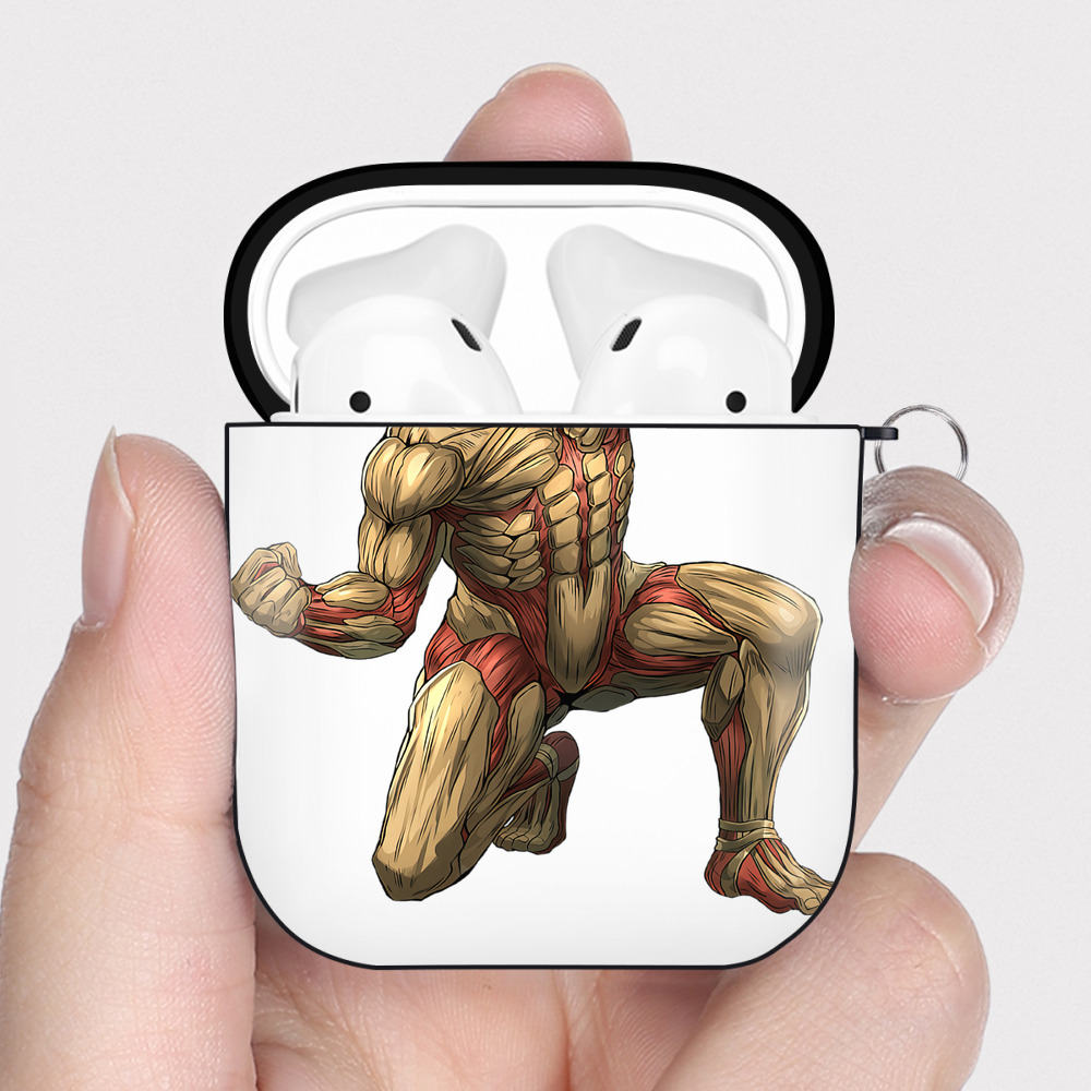 （画像用） 進撃の巨人 Attack on Titan AirPods 第2世代保護ケース ハードシェル ブラック 耐衝撃・防指紋・カラビナ付き