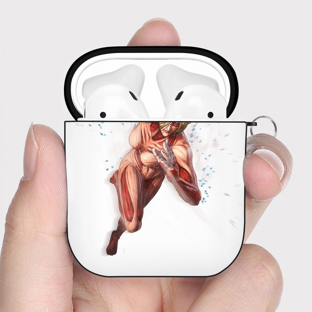 （画像用） 進撃の巨人 Attack on Titan AirPods 第2世代保護ケース ハードシェル ブラック 耐衝撃・防指紋・カラビナ付き