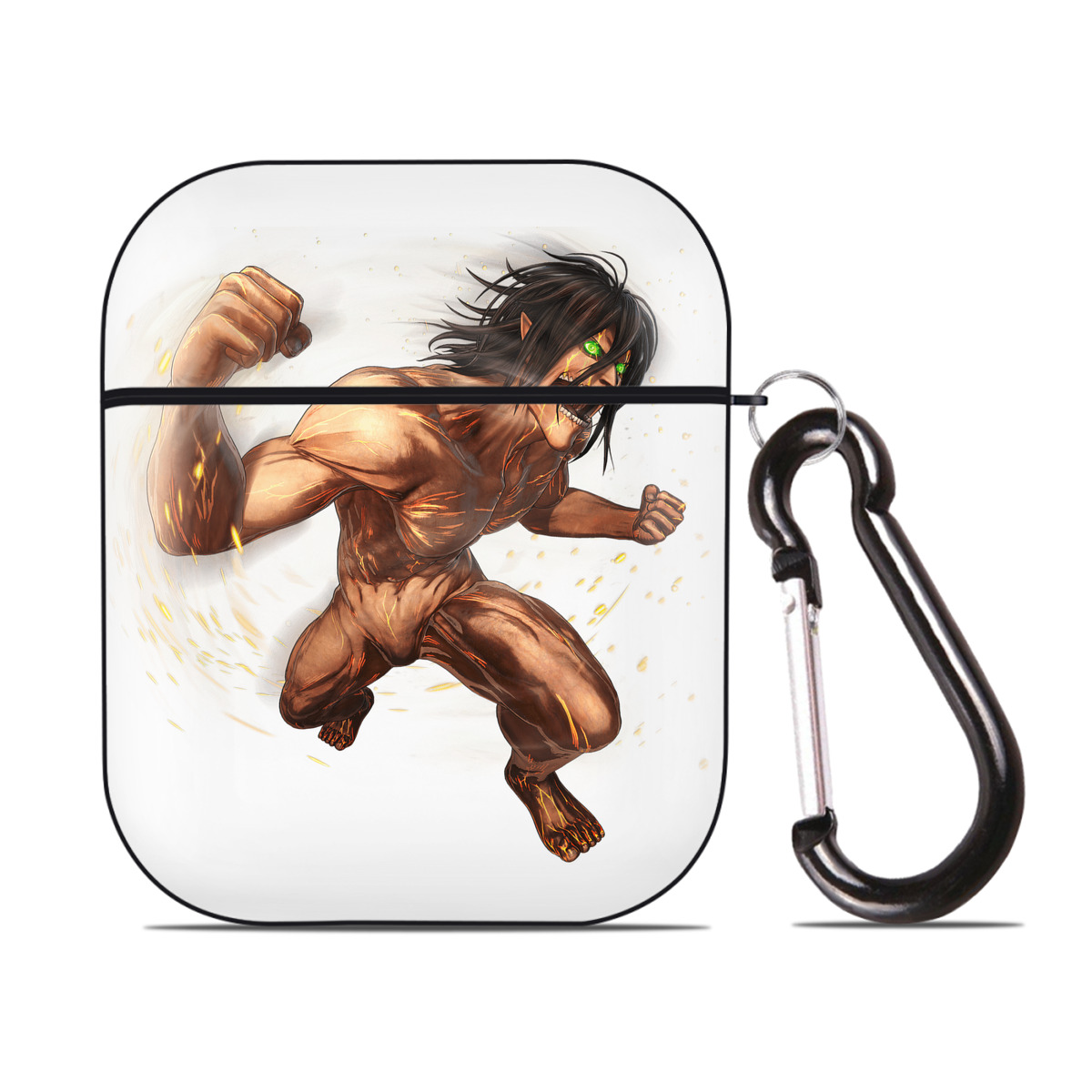 （画像用） 進撃の巨人 Attack on Titan AirPods 第2世代保護ケース ハードシェル ブラック 耐衝撃・防指紋・カラビナ付き