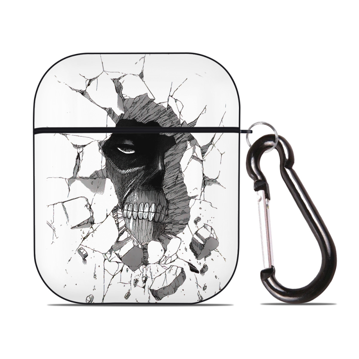 （画像用） 進撃の巨人 Attack on Titan AirPods 第2世代保護ケース ハードシェル ブラック 耐衝撃・防指紋・カラビナ付き
