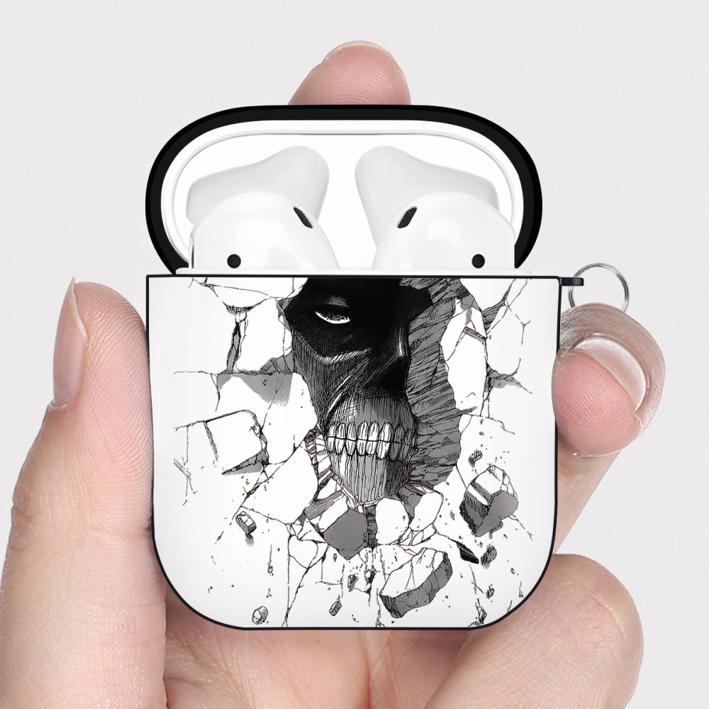 （画像用） 進撃の巨人 Attack on Titan AirPods 第2世代保護ケース ハードシェル ブラック 耐衝撃・防指紋・カラビナ付き