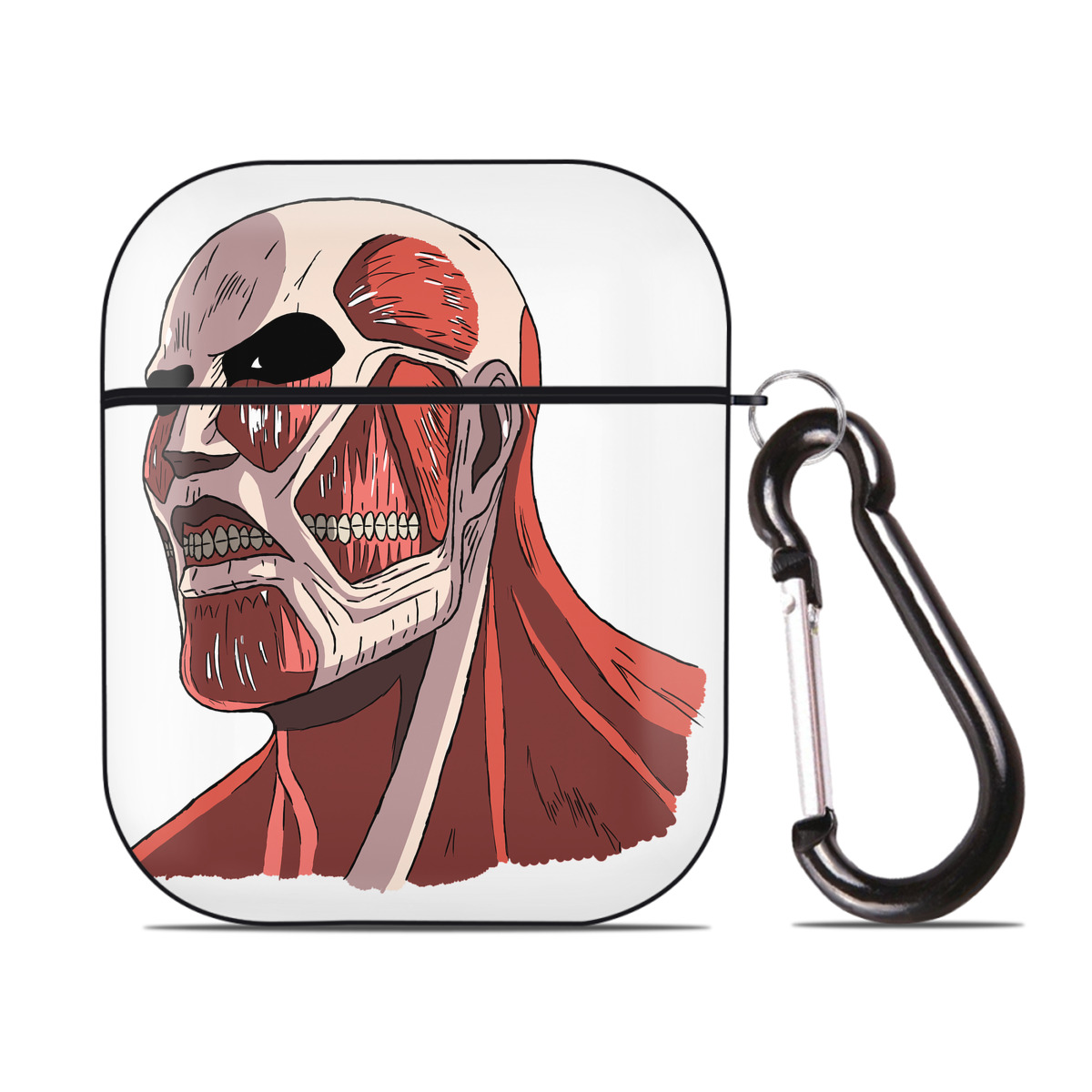 （画像用） 進撃の巨人 Attack on Titan AirPods 第2世代保護ケース ハードシェル ブラック 耐衝撃・防指紋・カラビナ付き