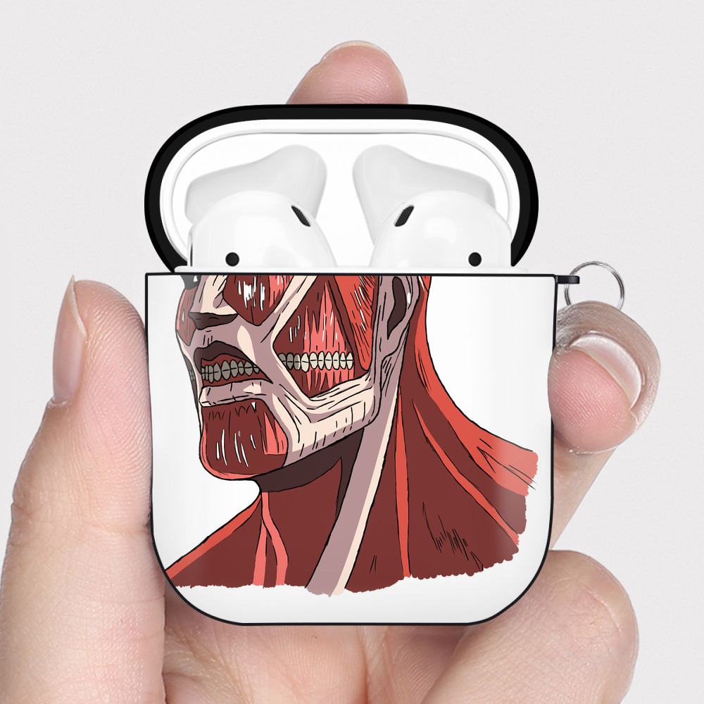 （画像用） 進撃の巨人 Attack on Titan AirPods 第2世代保護ケース ハードシェル ブラック 耐衝撃・防指紋・カラビナ付き