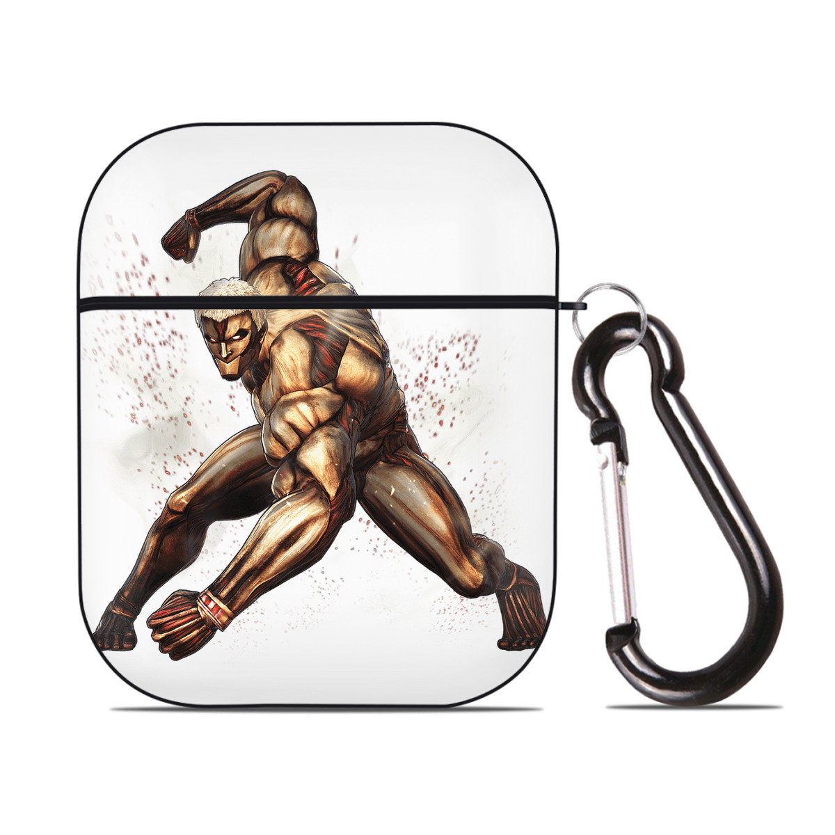（画像用） 進撃の巨人 Attack on Titan AirPods 第2世代保護ケース ハードシェル ブラック 耐衝撃・防指紋・カラビナ付き