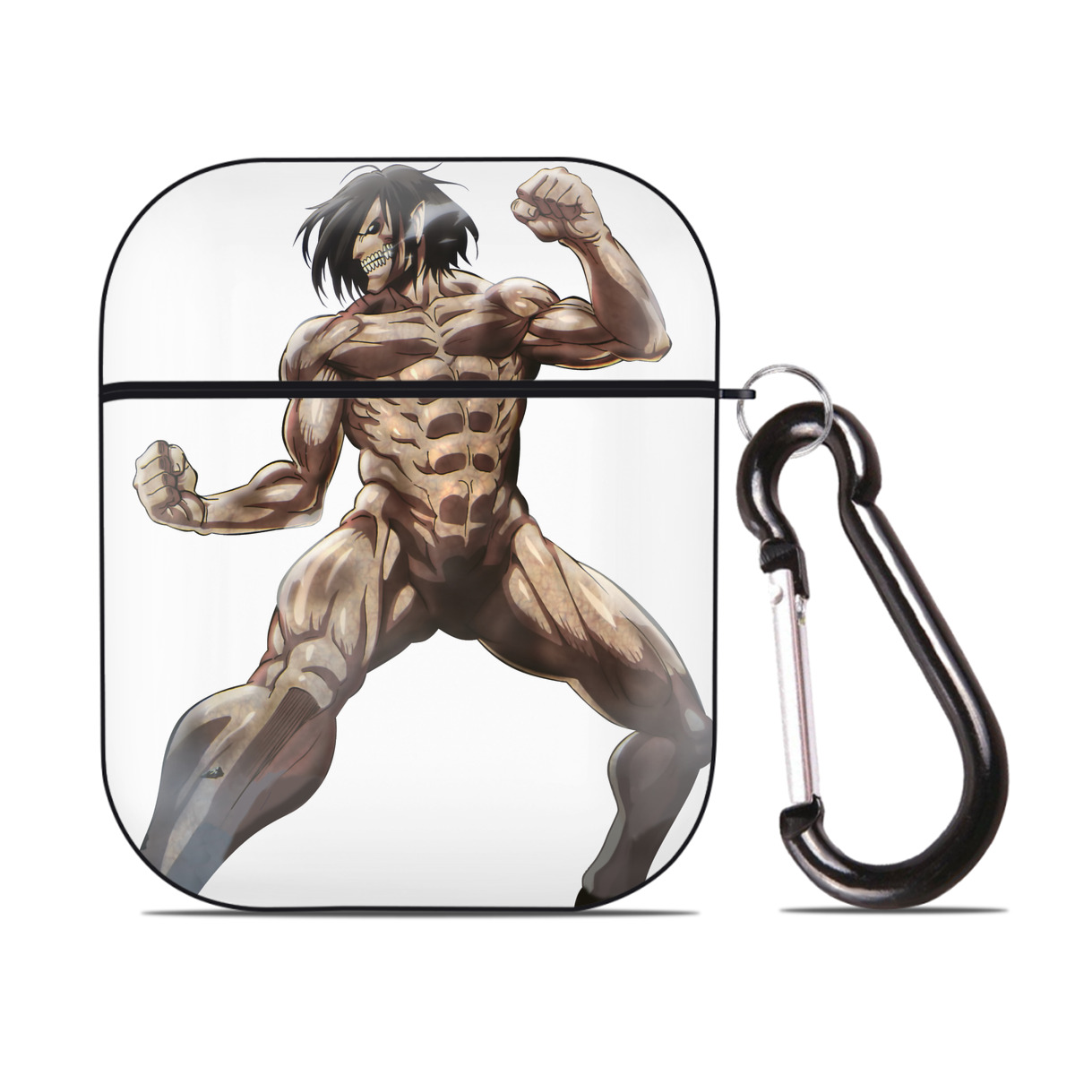（画像用） 進撃の巨人 Attack on Titan AirPods 第2世代保護ケース ハードシェル ブラック 耐衝撃・防指紋・カラビナ付き