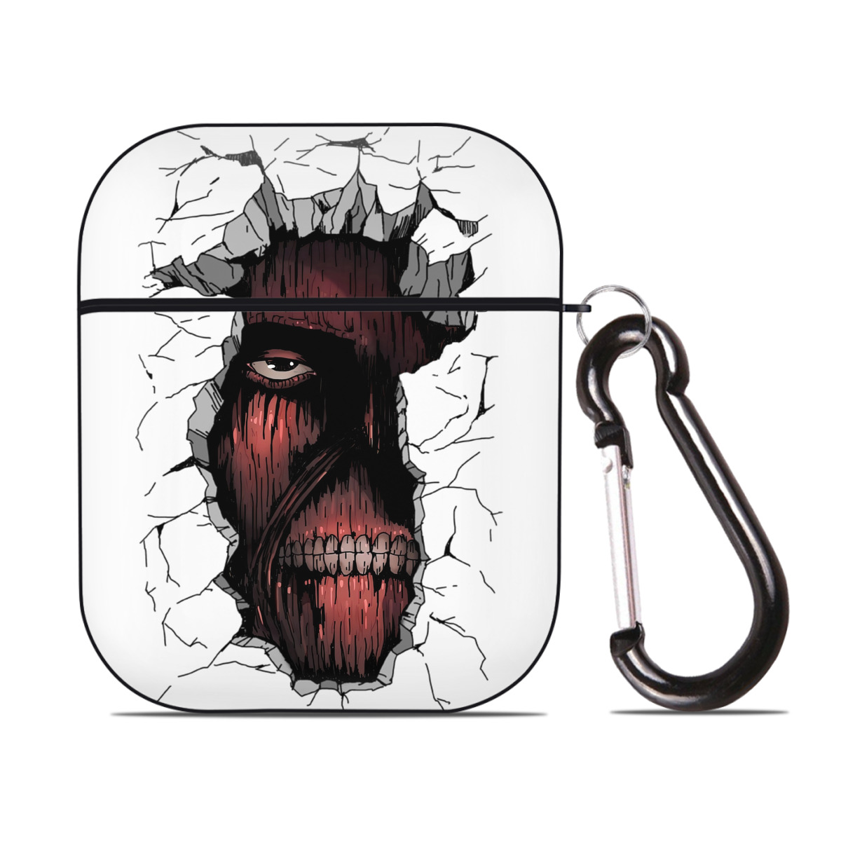 （画像用） 進撃の巨人 Attack on Titan AirPods 第2世代保護ケース ハードシェル ブラック 耐衝撃・防指紋・カラビナ付き