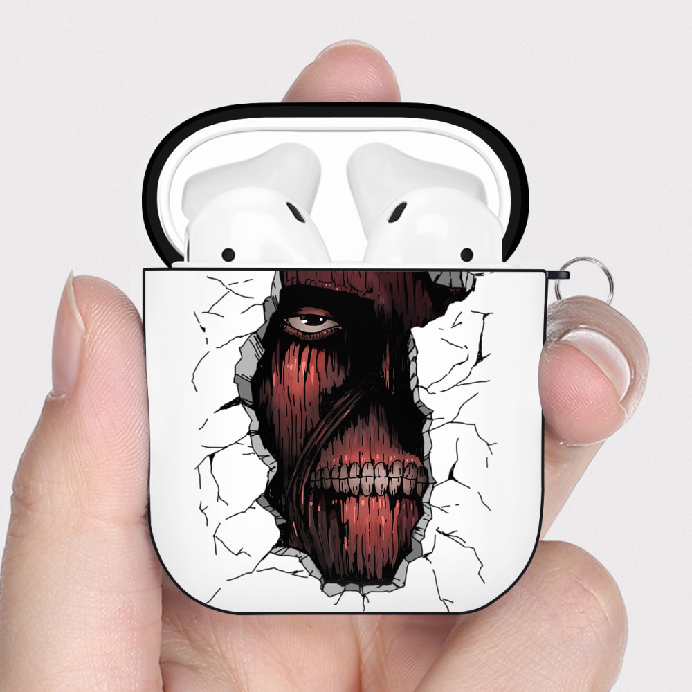 （画像用） 進撃の巨人 Attack on Titan AirPods 第2世代保護ケース ハードシェル ブラック 耐衝撃・防指紋・カラビナ付き
