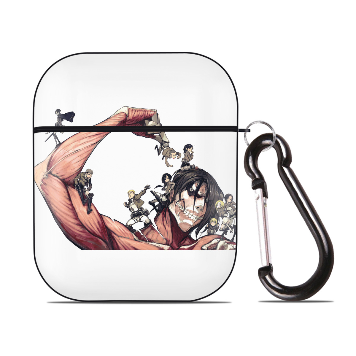 （画像用） 進撃の巨人 Attack on Titan AirPods 第2世代保護ケース ハードシェル ブラック 耐衝撃・防指紋・カラビナ付き