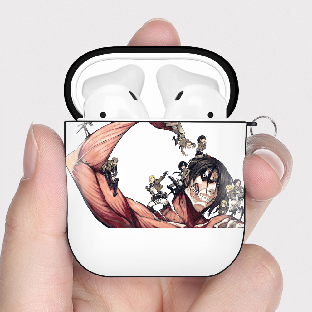 （画像用） 進撃の巨人 Attack on Titan AirPods 第2世代保護ケース ハードシェル ブラック 耐衝撃・防指紋・カラビナ付き