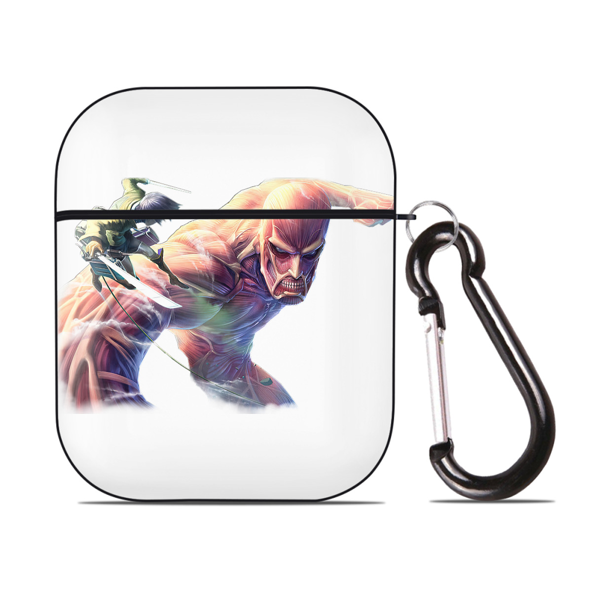 （画像用） 進撃の巨人 Attack on Titan AirPods 第2世代保護ケース ハードシェル ブラック 耐衝撃・防指紋・カラビナ付き