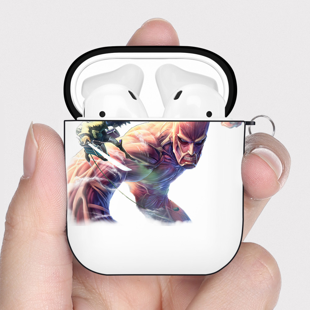 （画像用） 進撃の巨人 Attack on Titan AirPods 第2世代保護ケース ハードシェル ブラック 耐衝撃・防指紋・カラビナ付き
