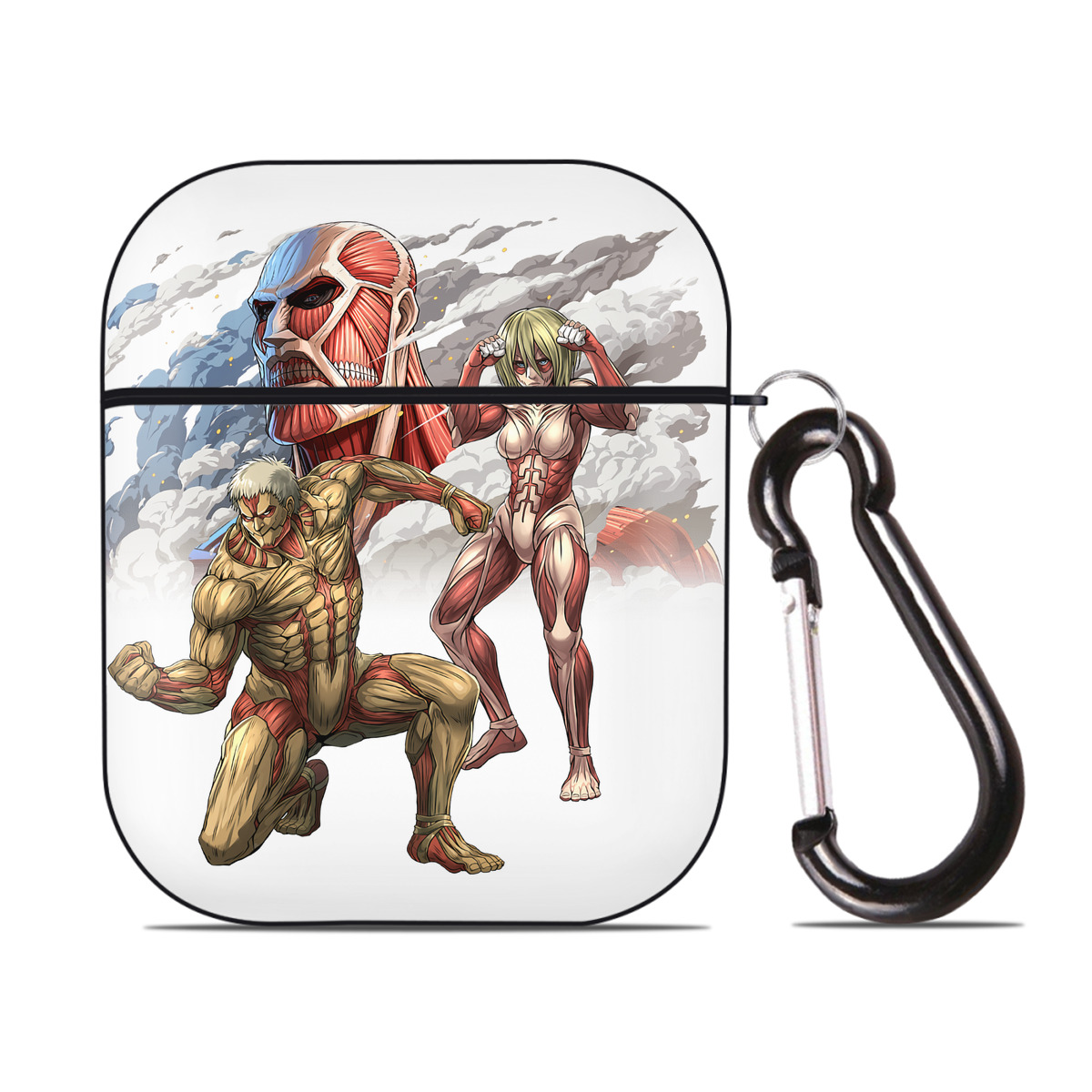 （画像用） 進撃の巨人 Attack on Titan AirPods 第2世代保護ケース ハードシェル ブラック 耐衝撃・防指紋・カラビナ付き