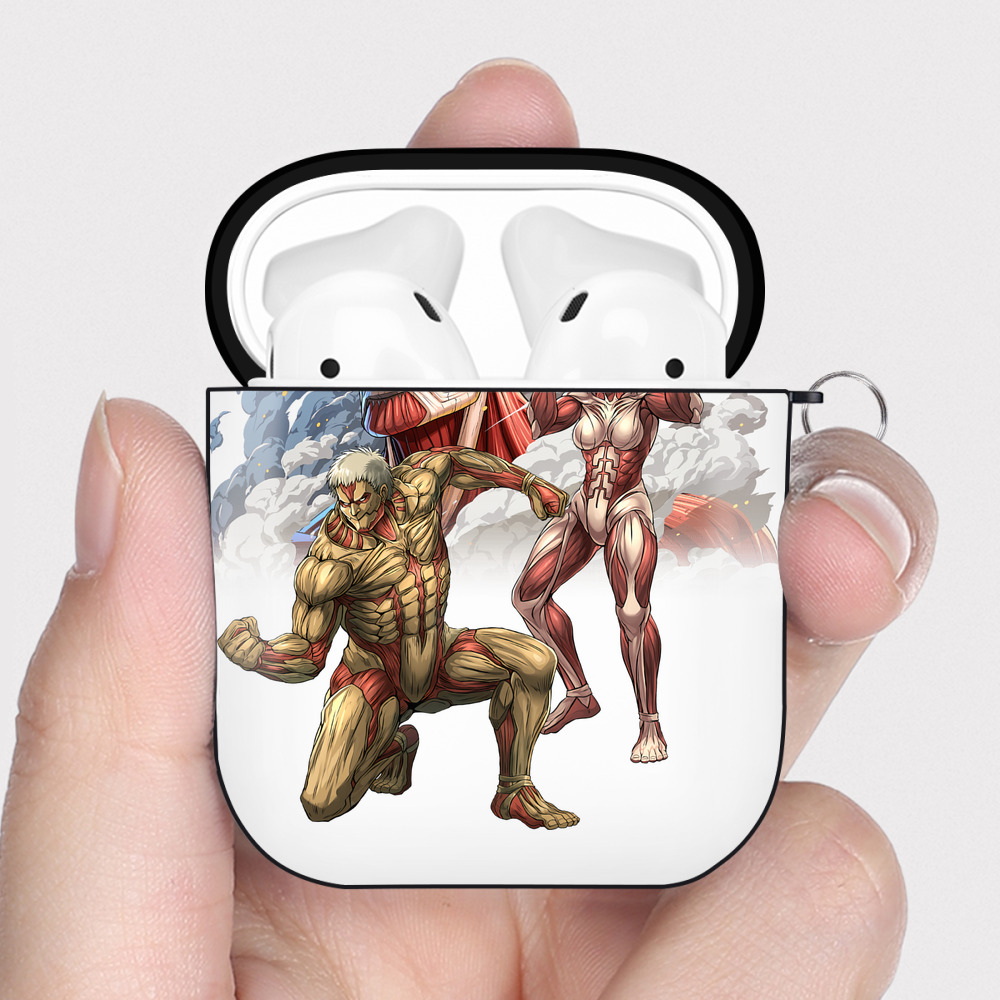 （画像用） 進撃の巨人 Attack on Titan AirPods 第2世代保護ケース ハードシェル ブラック 耐衝撃・防指紋・カラビナ付き