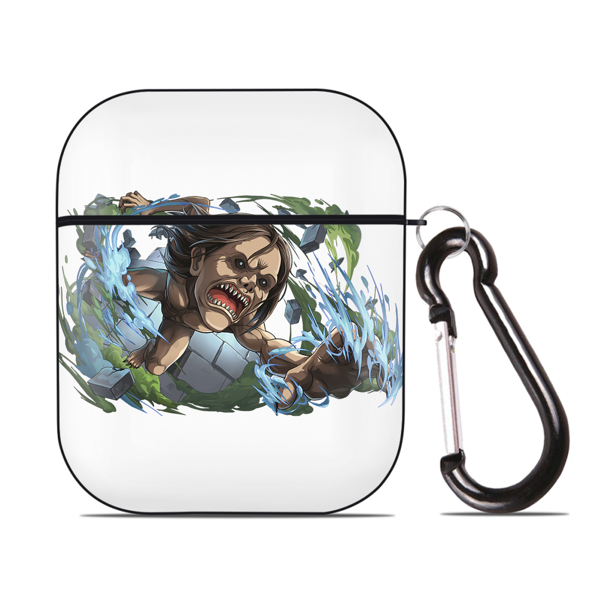 （画像用） 進撃の巨人 Attack on Titan AirPods 第2世代保護ケース ハードシェル ブラック 耐衝撃・防指紋・カラビナ付き