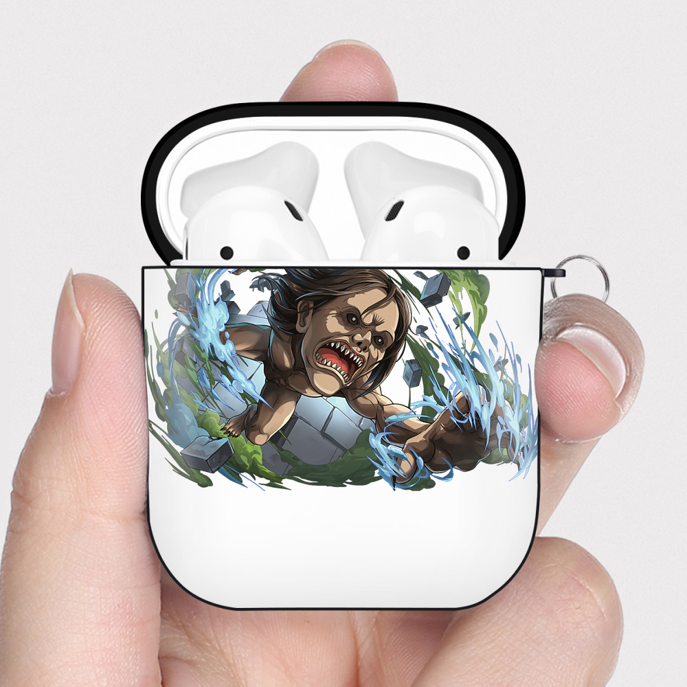 （画像用） 進撃の巨人 Attack on Titan AirPods 第2世代保護ケース ハードシェル ブラック 耐衝撃・防指紋・カラビナ付き