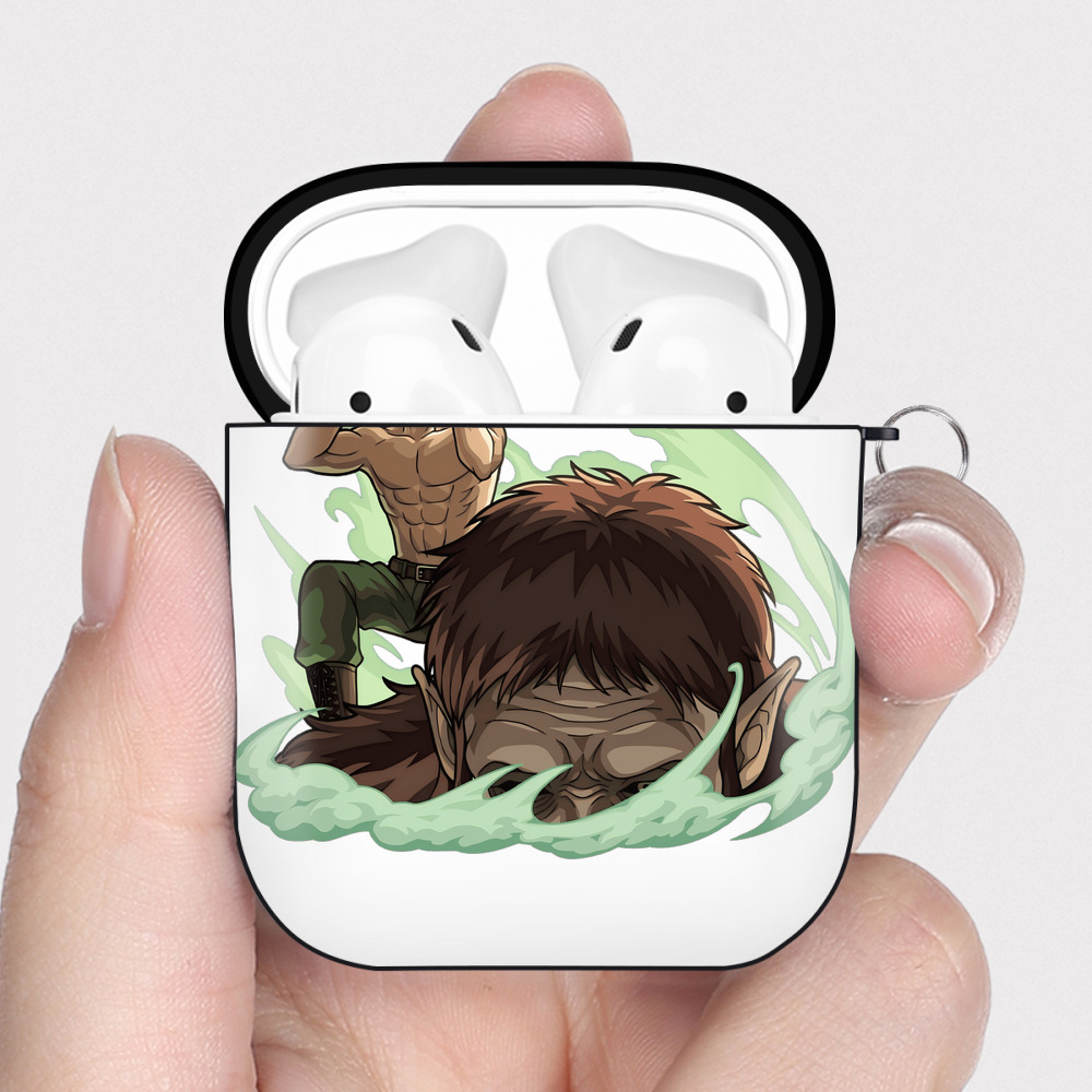 （画像用） 進撃の巨人 Attack on Titan AirPods 第2世代保護ケース ハードシェル ブラック 耐衝撃・防指紋・カラビナ付き