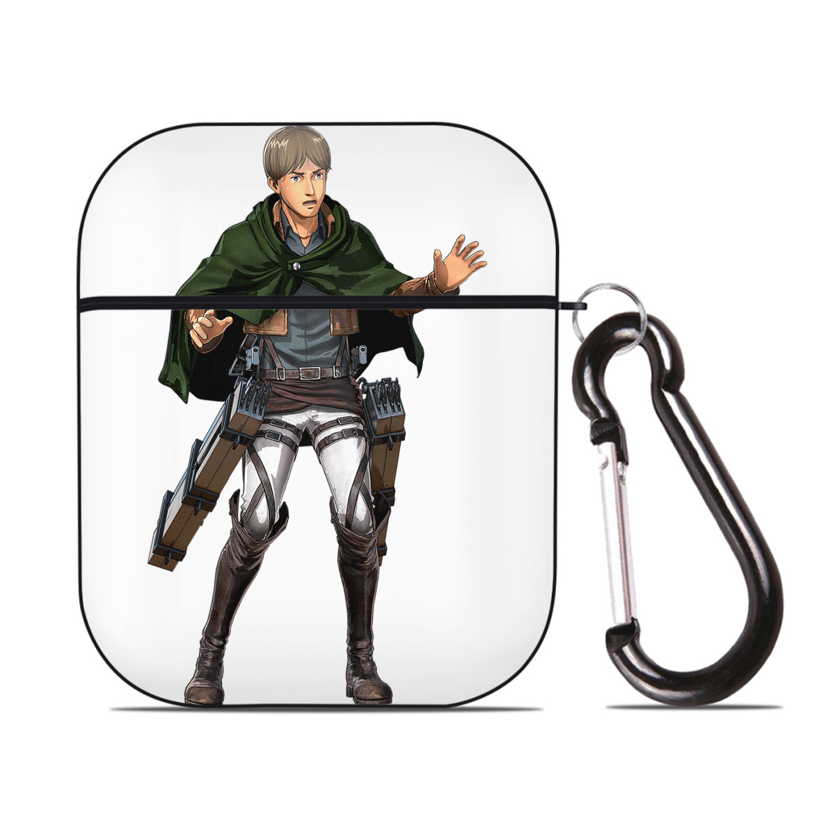 （画像用） 進撃の巨人 Attack on Titan AirPods 第2世代保護ケース ハードシェル ブラック 耐衝撃・防指紋・カラビナ付き