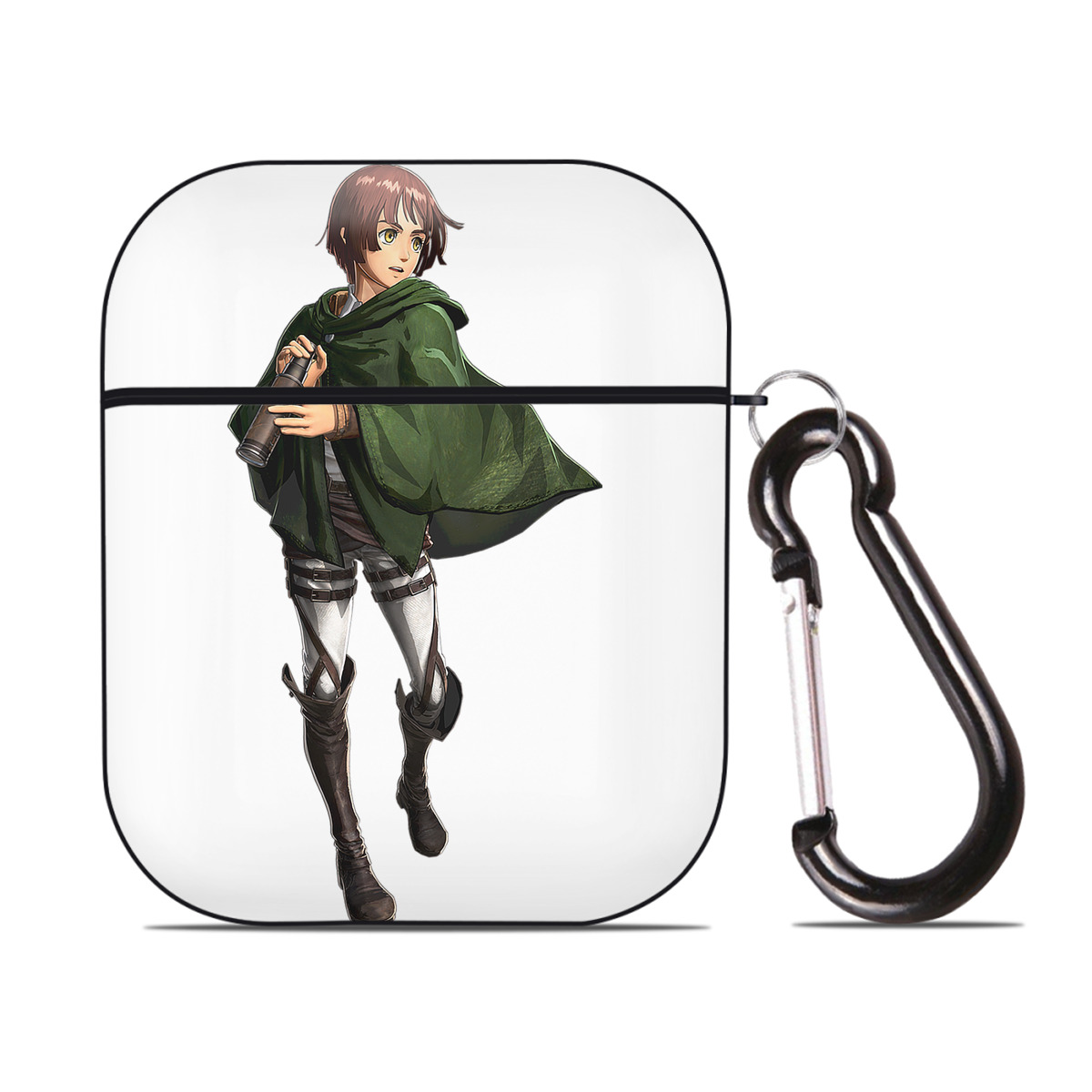 （画像用） 進撃の巨人 Attack on Titan AirPods 第2世代保護ケース ハードシェル ブラック 耐衝撃・防指紋・カラビナ付き