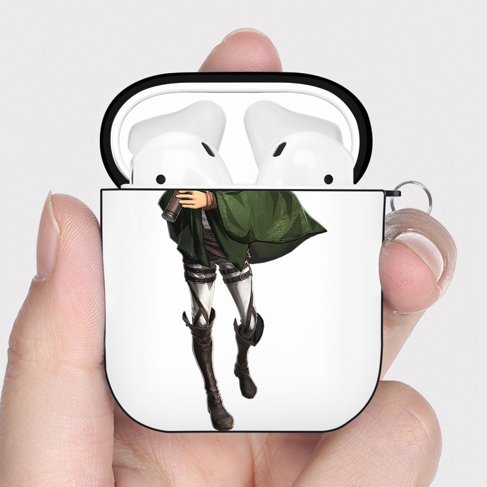 （画像用） 進撃の巨人 Attack on Titan AirPods 第2世代保護ケース ハードシェル ブラック 耐衝撃・防指紋・カラビナ付き