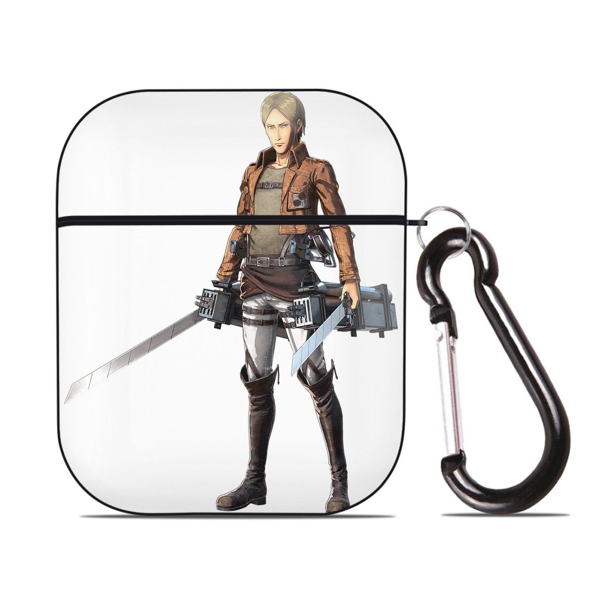 （画像用） 進撃の巨人 Attack on Titan AirPods 第2世代保護ケース ハードシェル ブラック 耐衝撃・防指紋・カラビナ付き