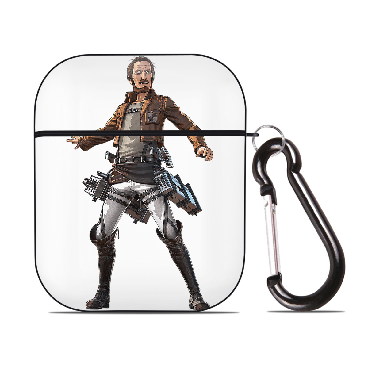 （画像用） 進撃の巨人 Attack on Titan AirPods 第2世代保護ケース ハードシェル ブラック 耐衝撃・防指紋・カラビナ付き