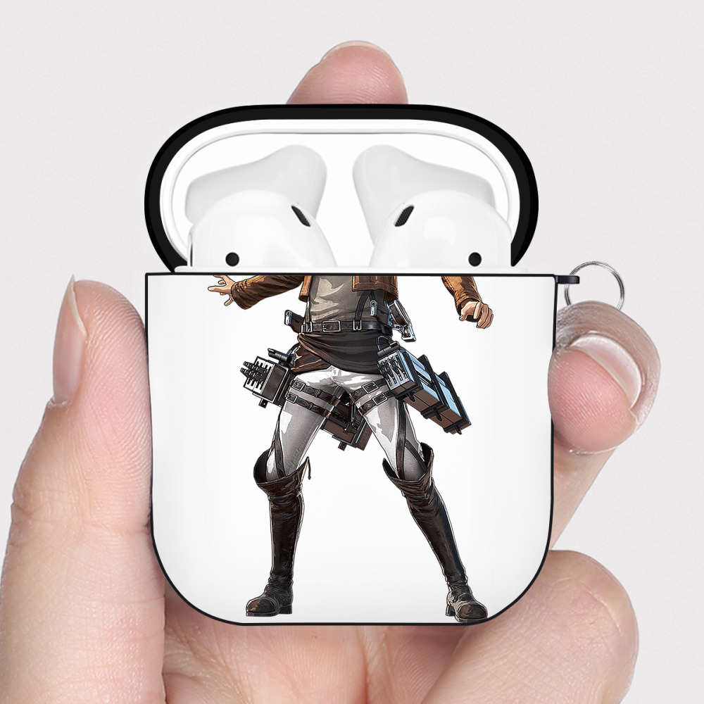 （画像用） 進撃の巨人 Attack on Titan AirPods 第2世代保護ケース ハードシェル ブラック 耐衝撃・防指紋・カラビナ付き