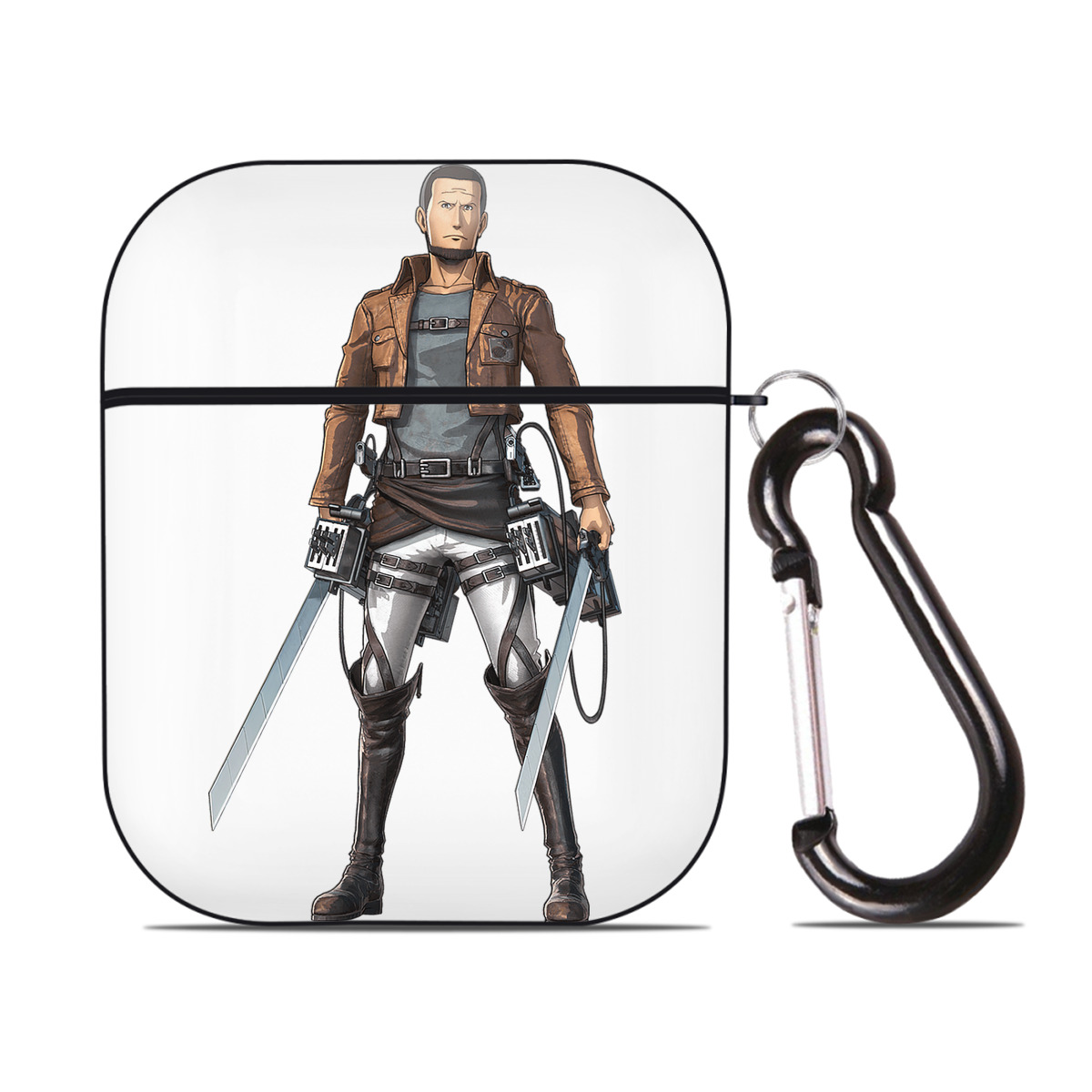 （画像用） 進撃の巨人 Attack on Titan AirPods 第2世代保護ケース ハードシェル ブラック 耐衝撃・防指紋・カラビナ付き