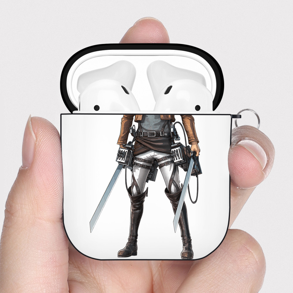（画像用） 進撃の巨人 Attack on Titan AirPods 第2世代保護ケース ハードシェル ブラック 耐衝撃・防指紋・カラビナ付き