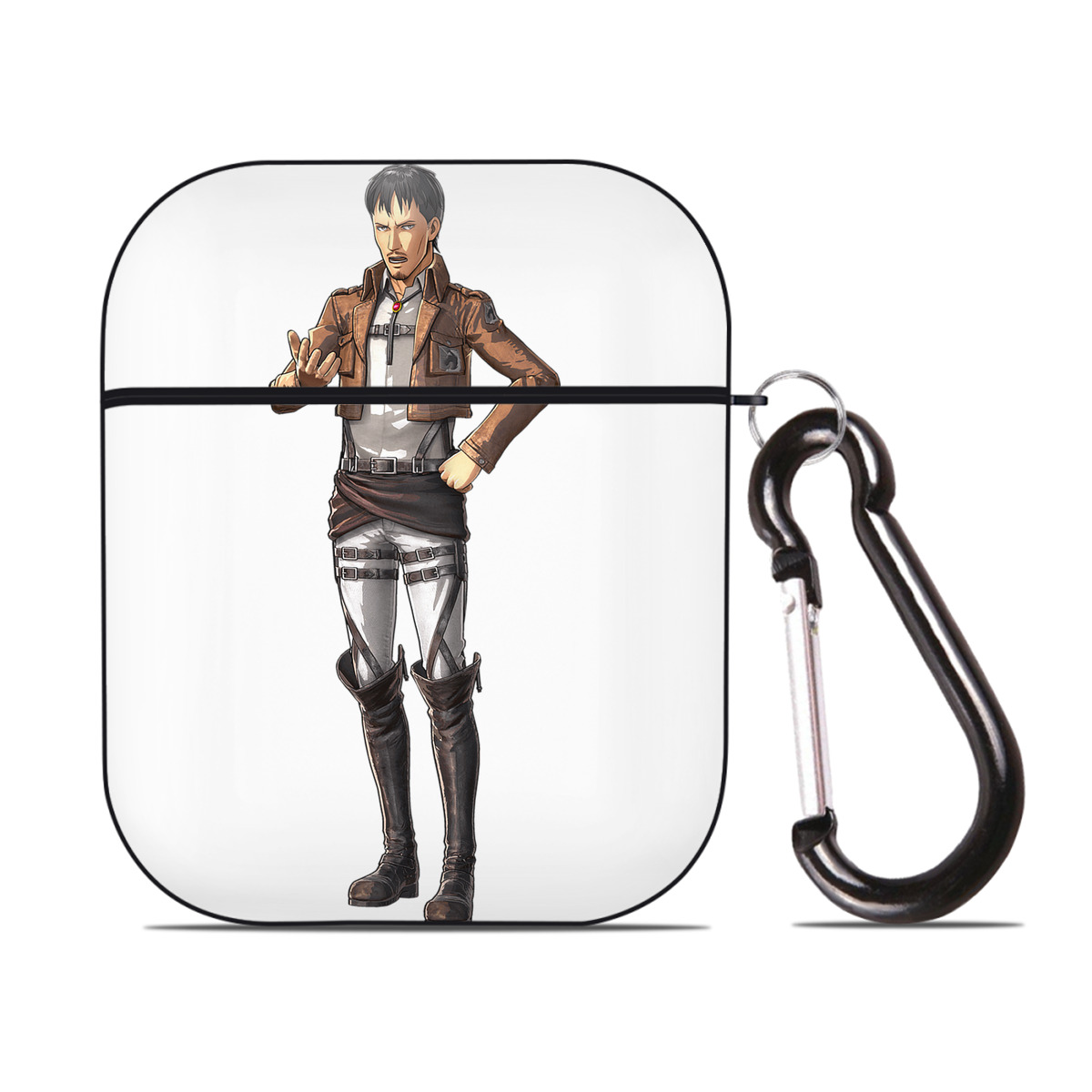 （画像用） 進撃の巨人 Attack on Titan AirPods 第2世代保護ケース ハードシェル ブラック 耐衝撃・防指紋・カラビナ付き