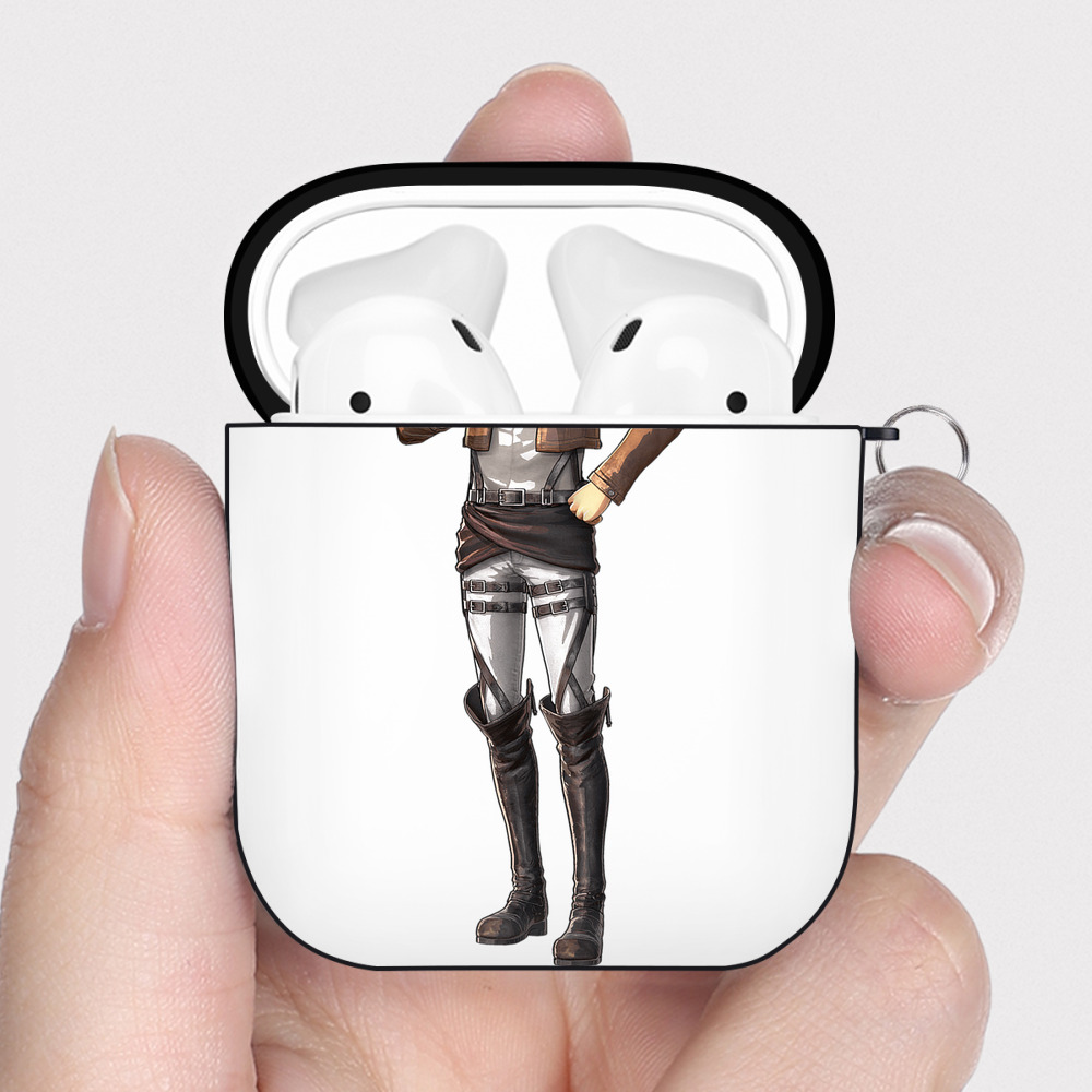 （画像用） 進撃の巨人 Attack on Titan AirPods 第2世代保護ケース ハードシェル ブラック 耐衝撃・防指紋・カラビナ付き