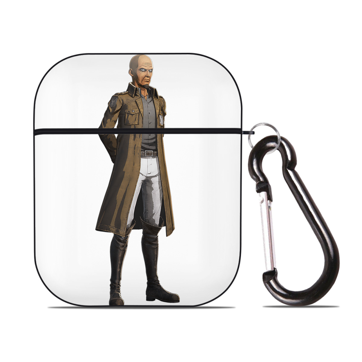 （画像用） 進撃の巨人 Attack on Titan AirPods 第2世代保護ケース ハードシェル ブラック 耐衝撃・防指紋・カラビナ付き