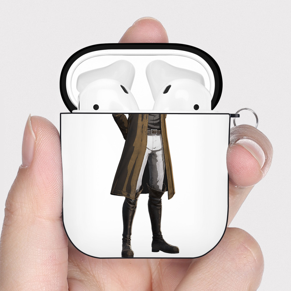 （画像用） 進撃の巨人 Attack on Titan AirPods 第2世代保護ケース ハードシェル ブラック 耐衝撃・防指紋・カラビナ付き