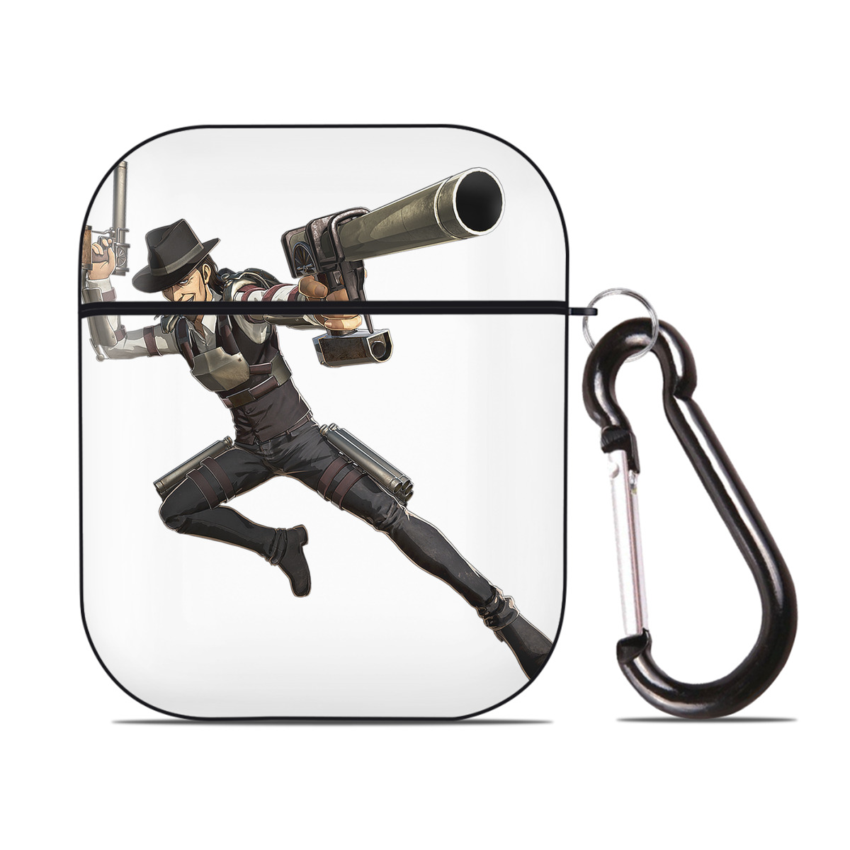 （画像用） 進撃の巨人 Attack on Titan AirPods 第2世代保護ケース ハードシェル ブラック 耐衝撃・防指紋・カラビナ付き