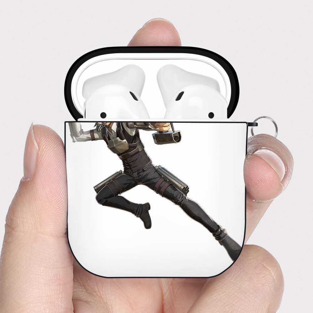 （画像用） 進撃の巨人 Attack on Titan AirPods 第2世代保護ケース ハードシェル ブラック 耐衝撃・防指紋・カラビナ付き