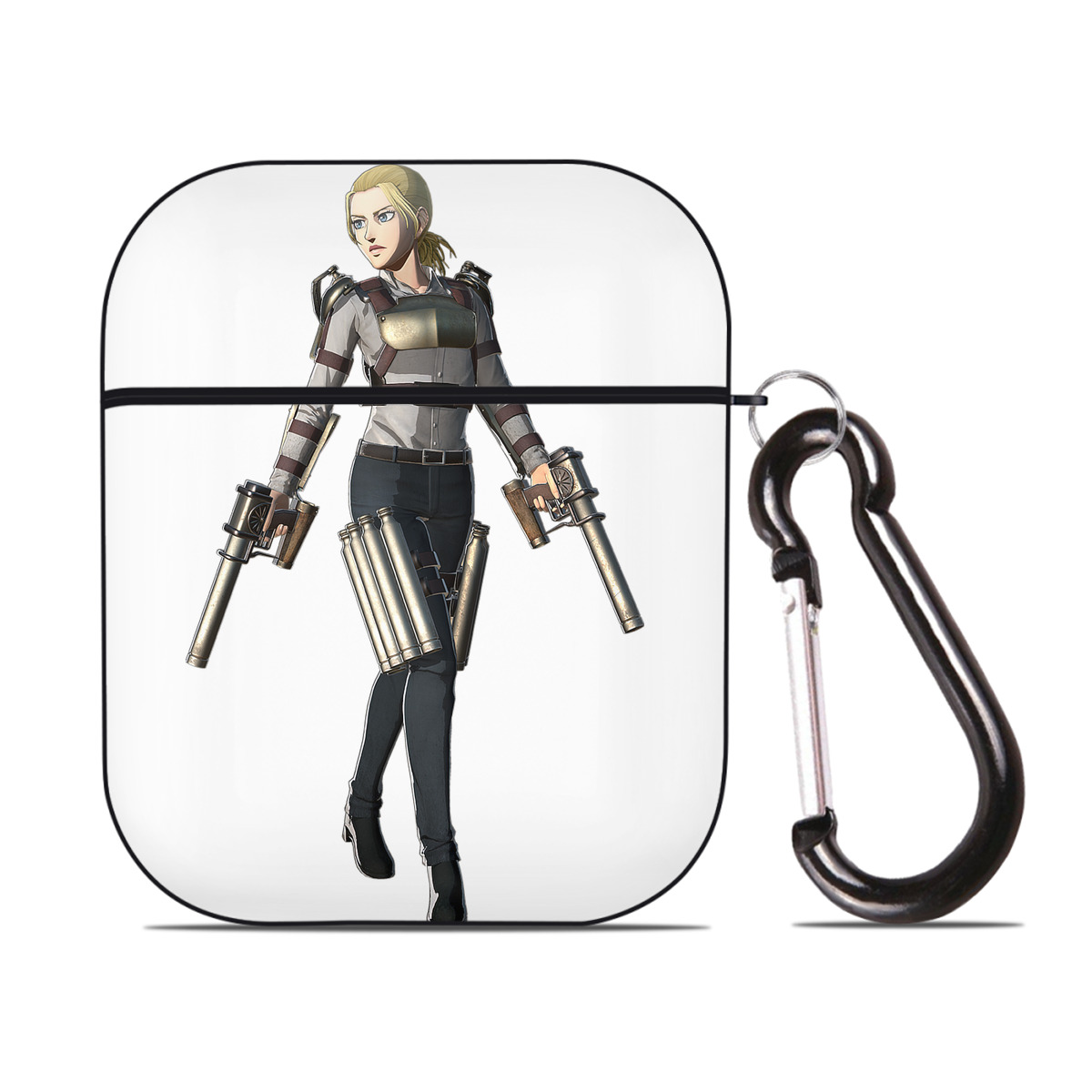 （画像用） 進撃の巨人 Attack on Titan AirPods 第2世代保護ケース ハードシェル ブラック 耐衝撃・防指紋・カラビナ付き