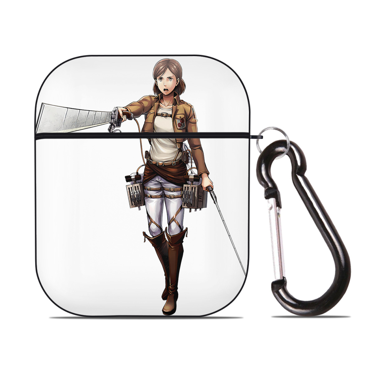 （画像用） 進撃の巨人 Attack on Titan AirPods 第2世代保護ケース ハードシェル ブラック 耐衝撃・防指紋・カラビナ付き