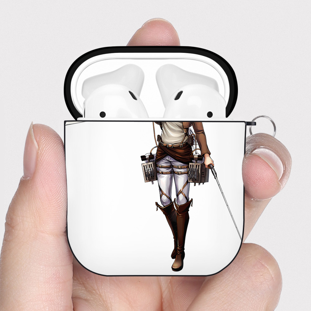 （画像用） 進撃の巨人 Attack on Titan AirPods 第2世代保護ケース ハードシェル ブラック 耐衝撃・防指紋・カラビナ付き