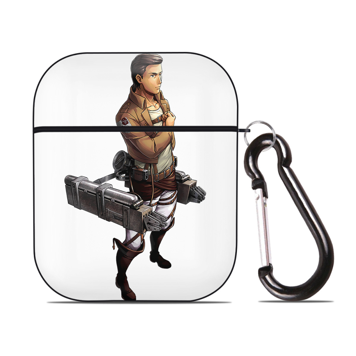 （画像用） 進撃の巨人 Attack on Titan AirPods 第2世代保護ケース ハードシェル ブラック 耐衝撃・防指紋・カラビナ付き