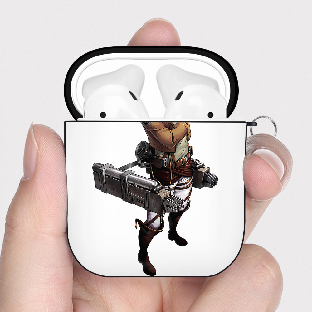 （画像用） 進撃の巨人 Attack on Titan AirPods 第2世代保護ケース ハードシェル ブラック 耐衝撃・防指紋・カラビナ付き