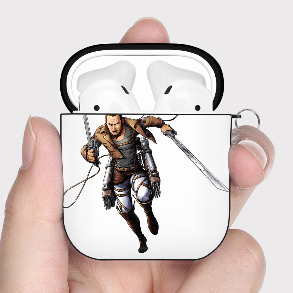 （画像用） 進撃の巨人 Attack on Titan AirPods 第2世代保護ケース ハードシェル ブラック 耐衝撃・防指紋・カラビナ付き