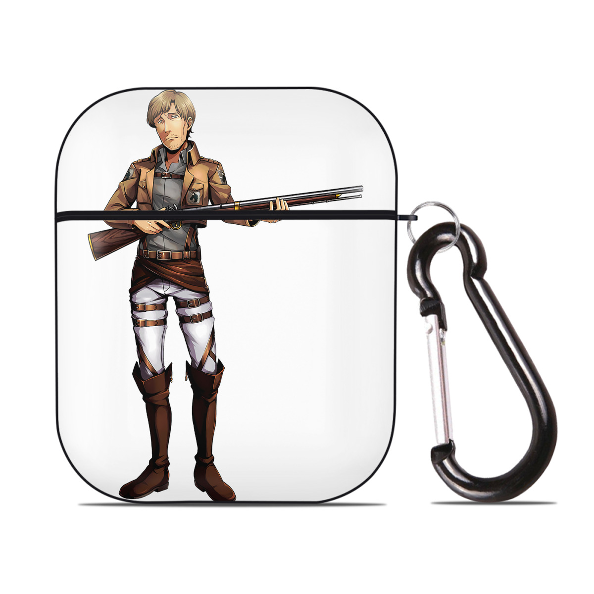 （画像用） 進撃の巨人 Attack on Titan AirPods 第2世代保護ケース ハードシェル ブラック 耐衝撃・防指紋・カラビナ付き