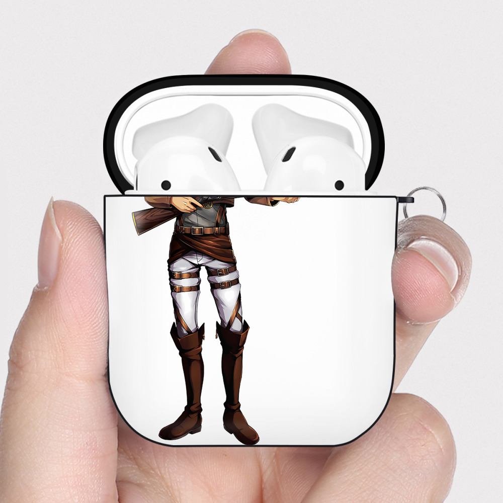 （画像用） 進撃の巨人 Attack on Titan AirPods 第2世代保護ケース ハードシェル ブラック 耐衝撃・防指紋・カラビナ付き
